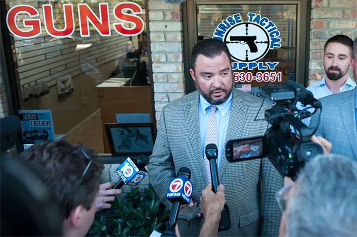 Attorney Douglas J. Rudman speaks to reporters.